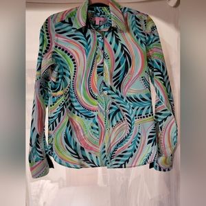 Lilly Pulitzer Graphic Print Button Down Shirt - 8